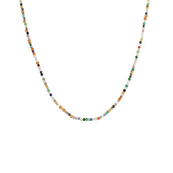 Gold plated silver colored stones necklace, J04877-02-MULTI, hi-res