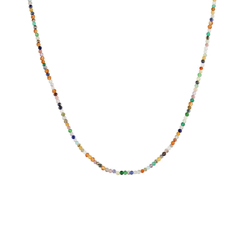 Gold plated silver colored stones necklace, J04877-02-MULTI, mainproduct
