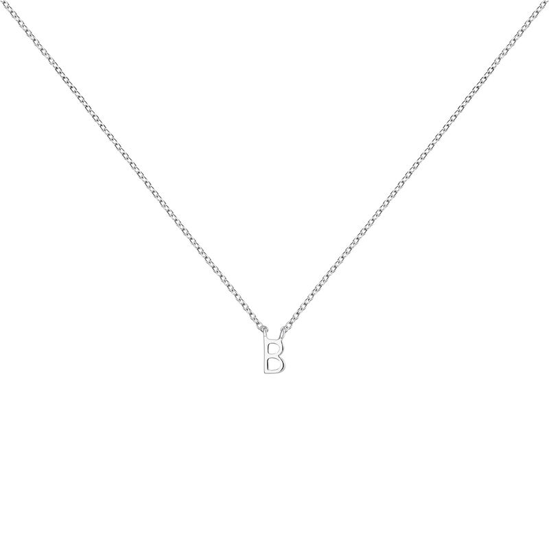 Collier iniciale B or blanc , J04382-01-B, hi-res