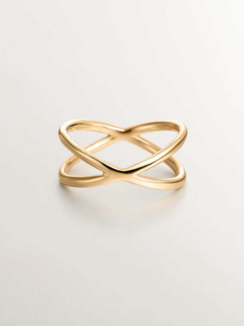 Double Crossed Ring made of 925 Silver coated in 18K Yellow Gold. image number 2
