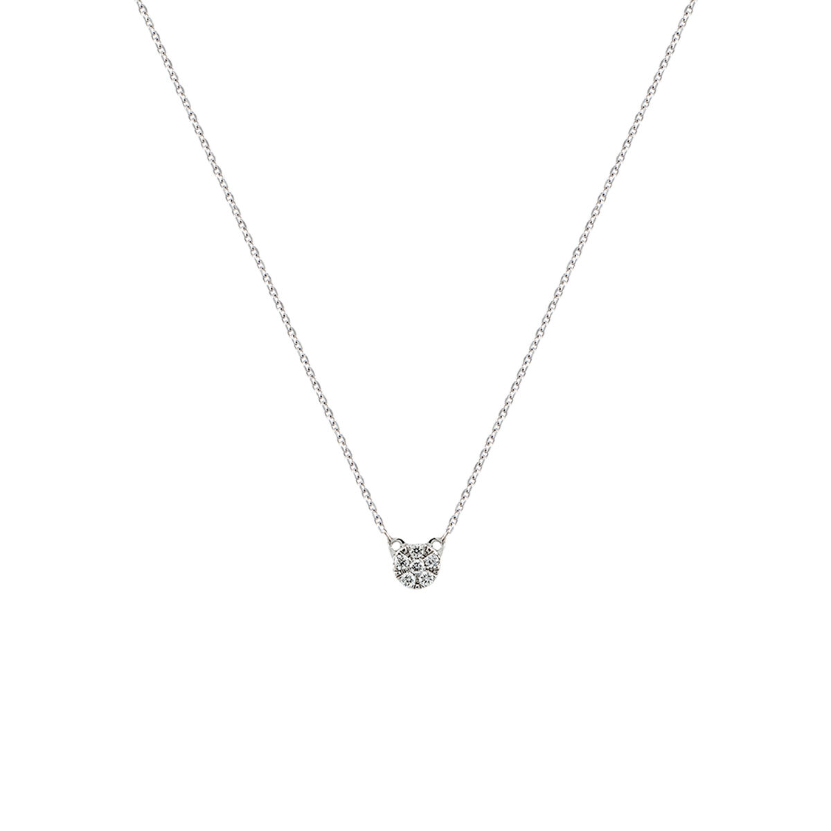 White gold diamonds rosette necklace 0.03 ct , J01358-01, hi-res