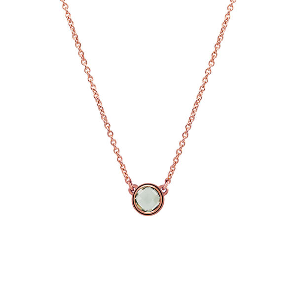 Rose gold plated chaton round quartz necklace , J00966-03-GQ,hi-res