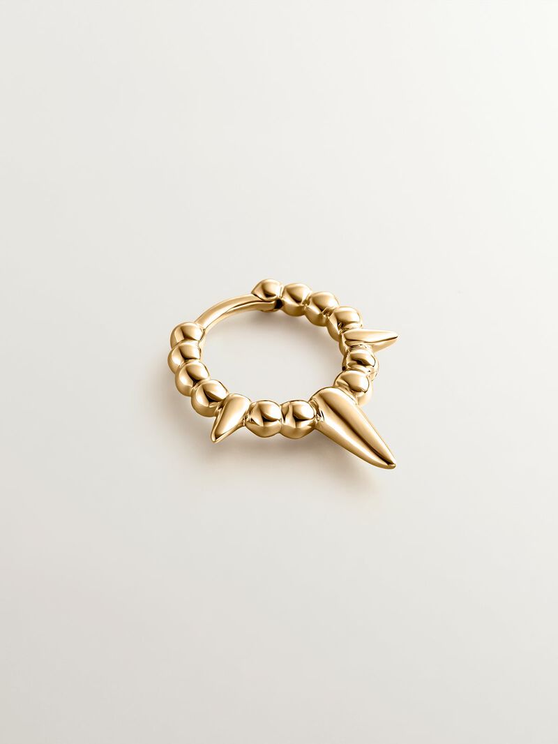 Individual 9K yellow gold earring with balls and spikes. image number 2