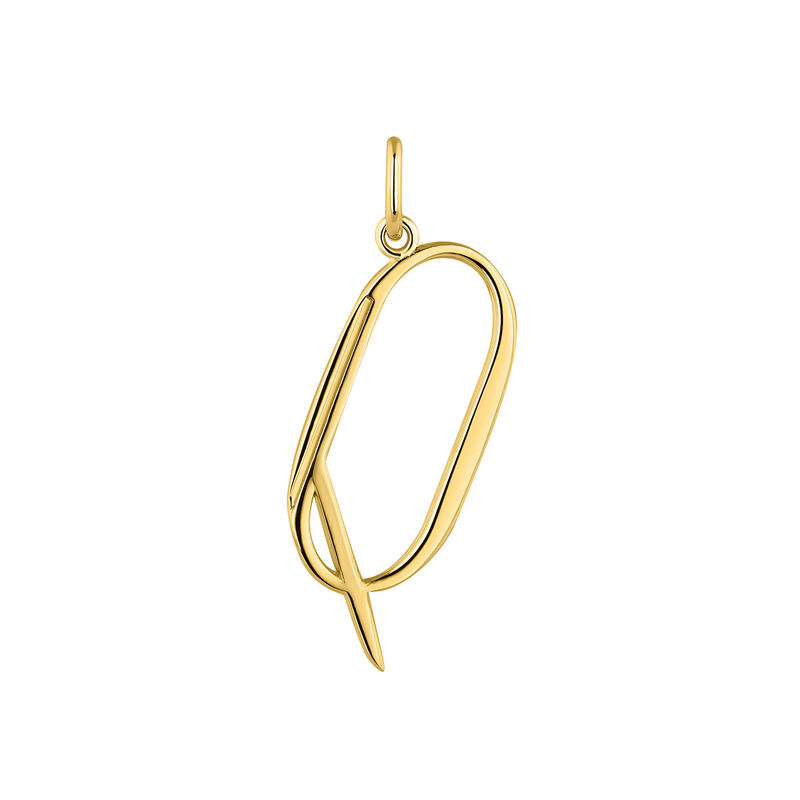 Large gold-plated silver Q initial charm  , J04642-02-Q, hi-res
