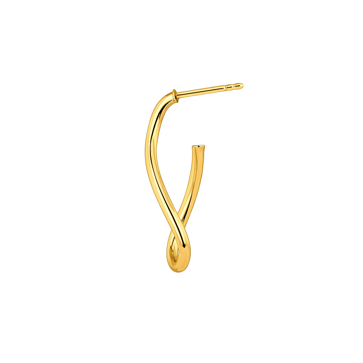 Medium thin wavy hoop earrings in silver with 18k gold plating, J05135-02, hi-res