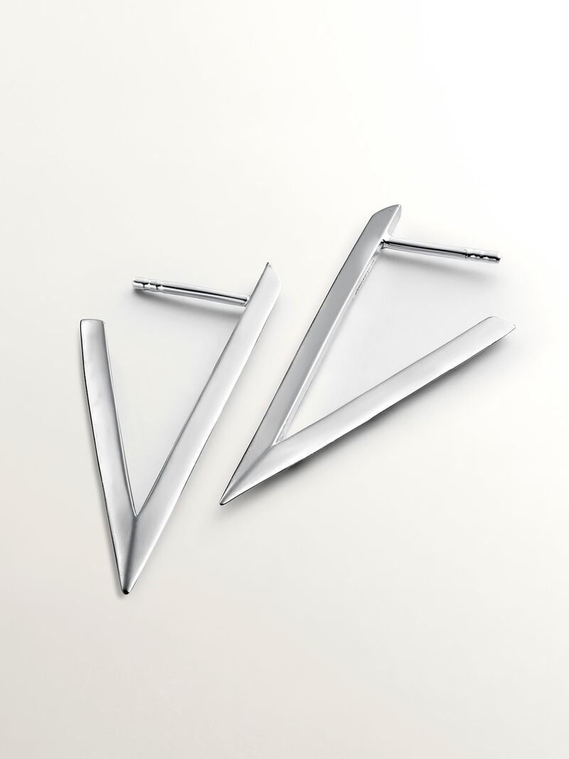Large triangular 925 silver earrings image number 2