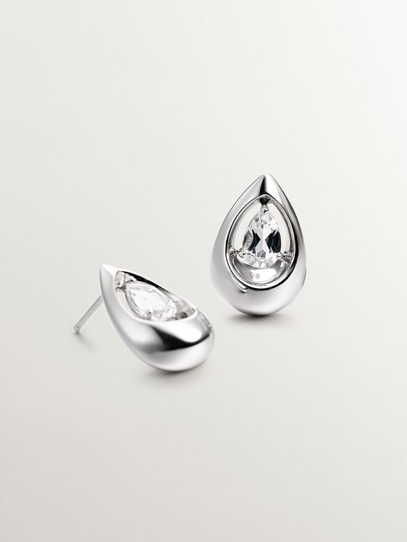925 silver earrings with white topazes image number 4