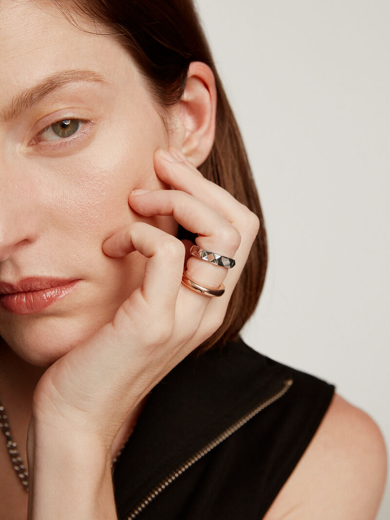 925 thick silver ring bathed in 18k rose gold image number 5