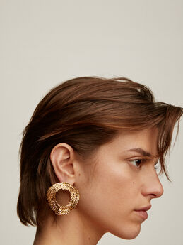 Pendientes XL ovalados mimbre de plata bañado en oro amarillo de 18kt, J04417-02, mainproduct