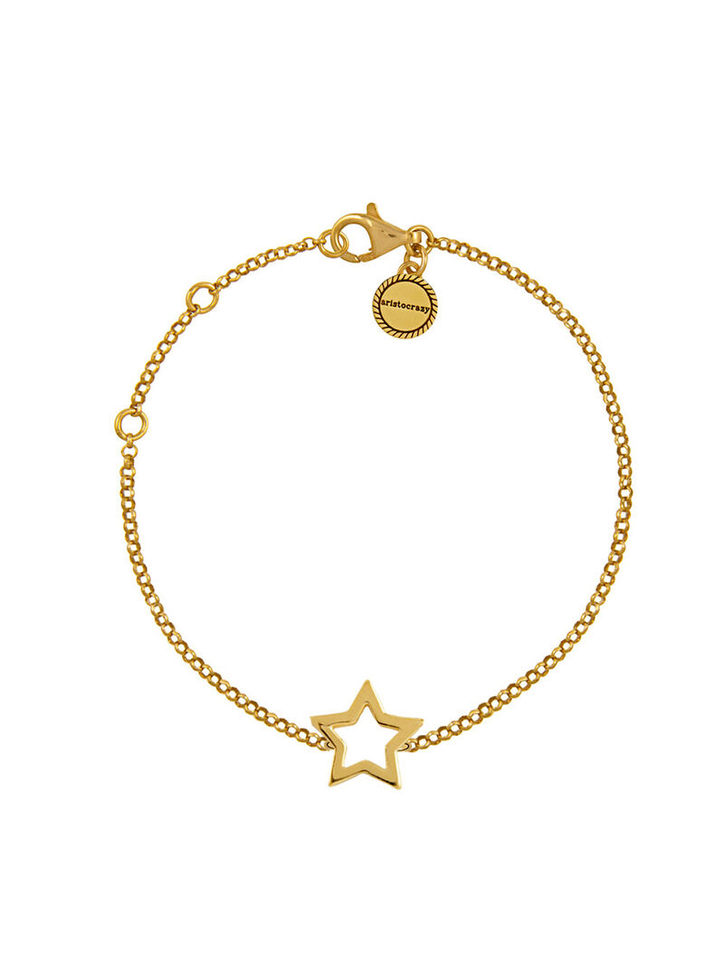 18K Yellow Gold Plated 925 Silver Bracelet with Star image number 0