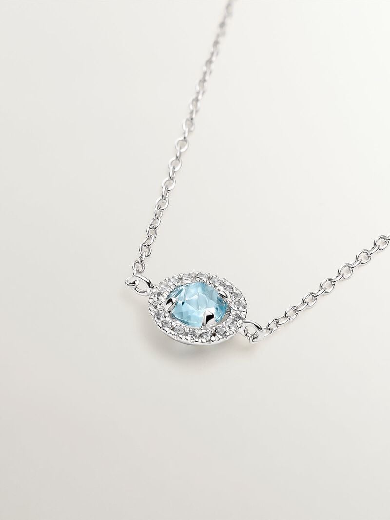 925 Silver bracelet with white sapphires and blue topaz. image number 2