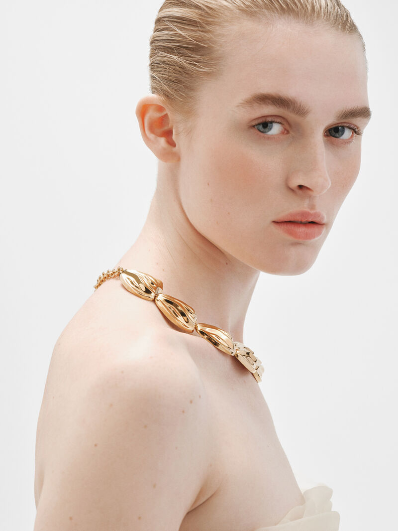 18K yellow gold plated 925 silver necklace with texture image number 3