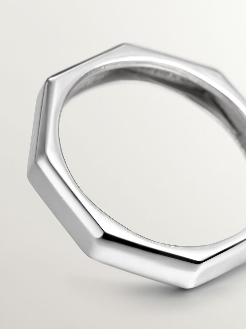 925 silver ring with geometric texture image number 4