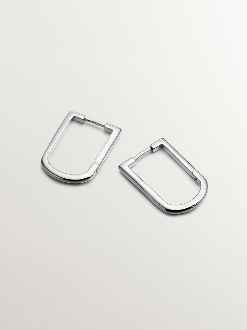 925 silver semi -rectangular ring earrings image number 2