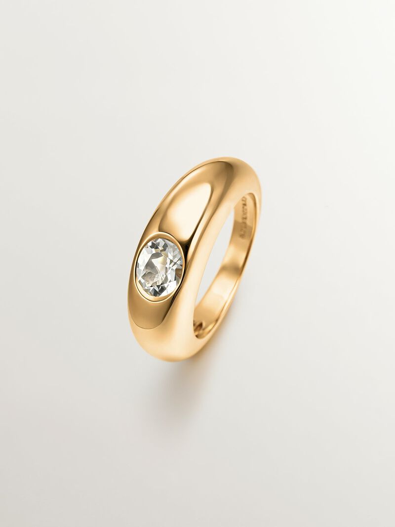 18K yellow gold plated 925 silver ring with green quartz image number 0