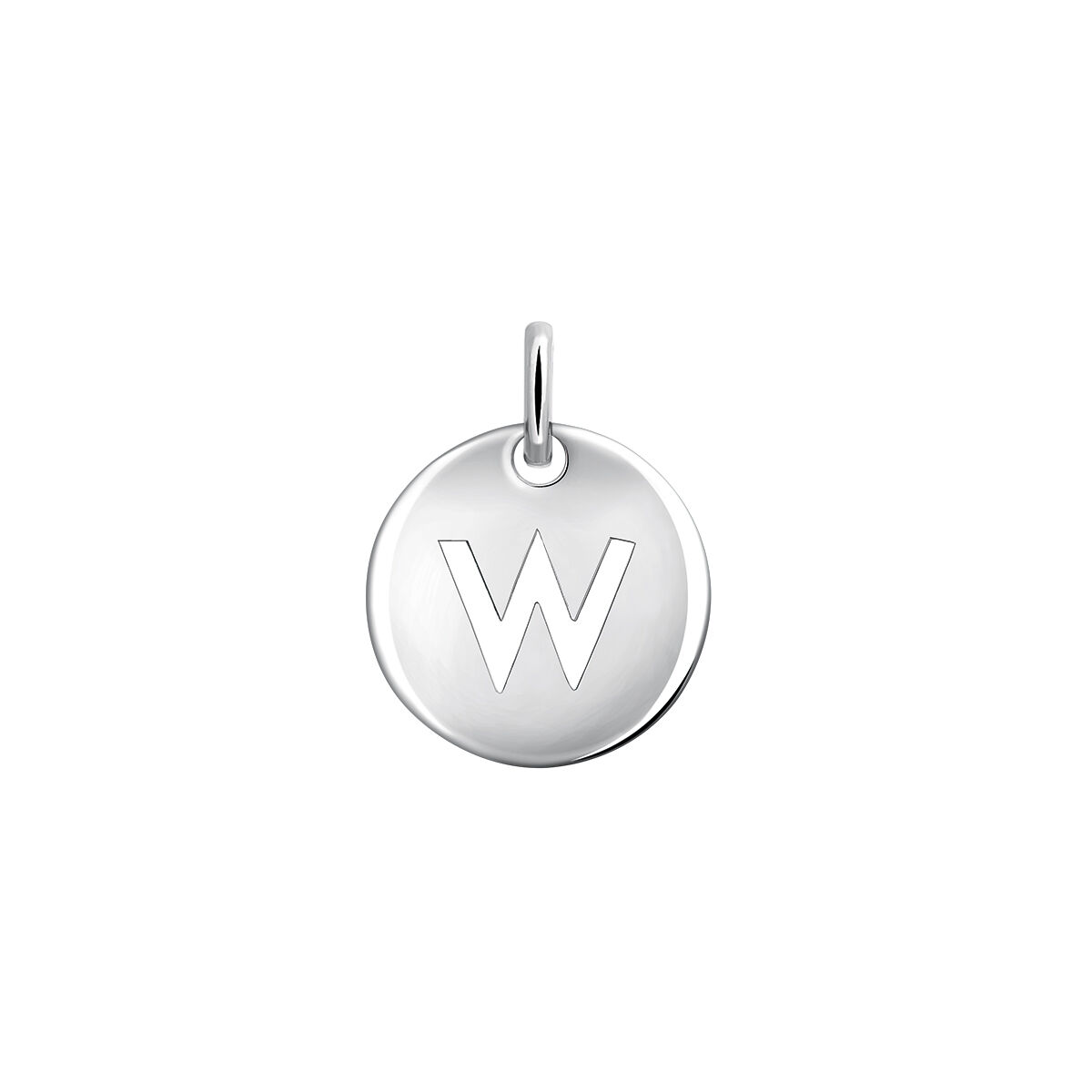 Silver W initial medallion charm  , J03455-01-W, mainproduct