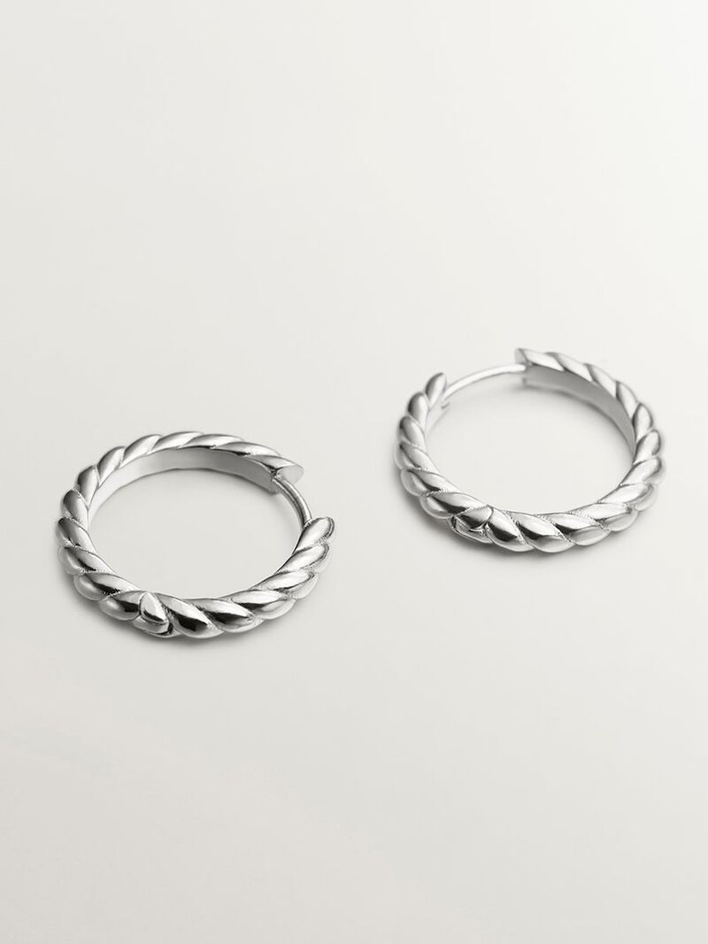 925 silver ring earrings with chicked texture image number 2