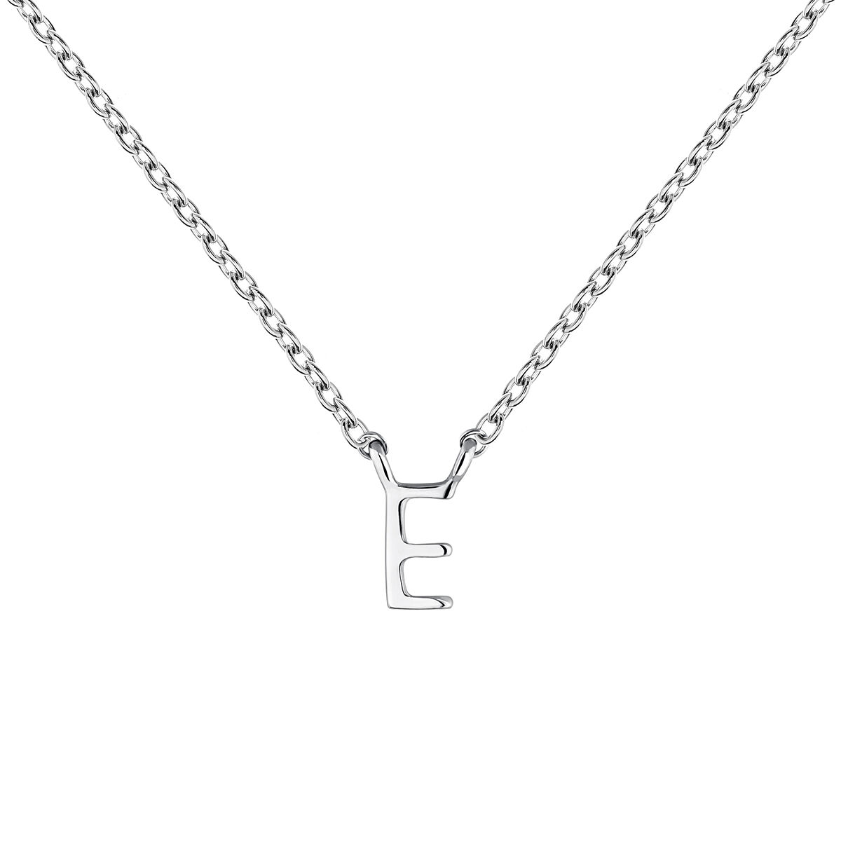 Collar inicial E oro blanco 9 kt , J04382-01-E, mainproduct