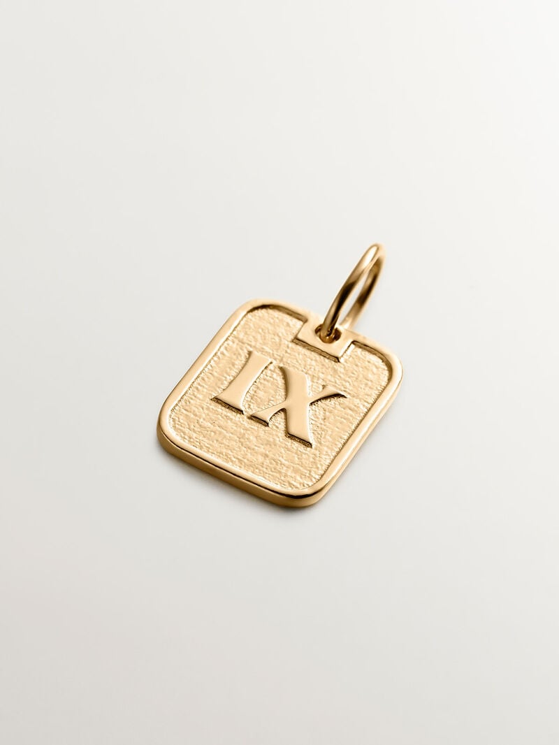 925 silver charm bathed in 18k yellow gold with number 9 image number 0