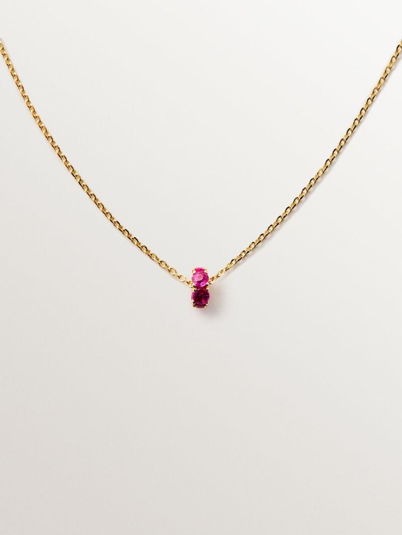 9K yellow gold pendant with rubies and diamonds image number 0