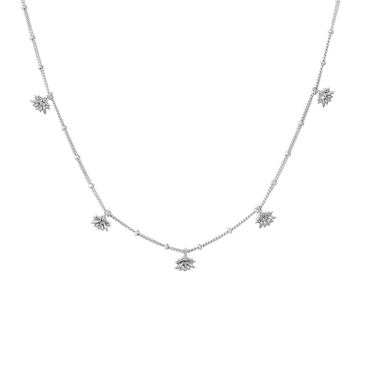 Collar motivos colgantes flor loto plata , J04590-01, hi-res