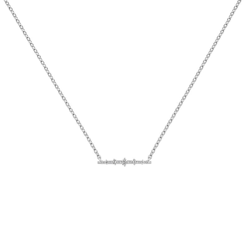 Silver sapphire and diamond bar necklace , J04814-01-GD-GS, hi-res