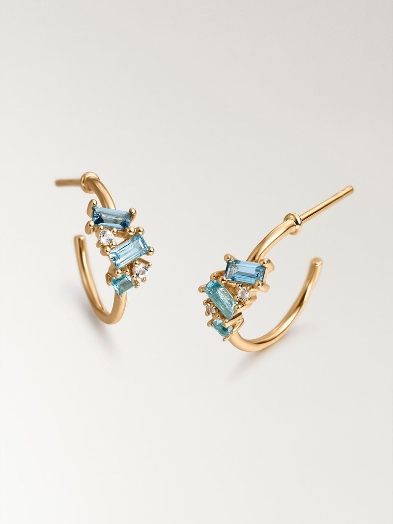 925 Silver Tieinillo Ring in 18K Yellow Gold with London and White Blue Topacios image number 4