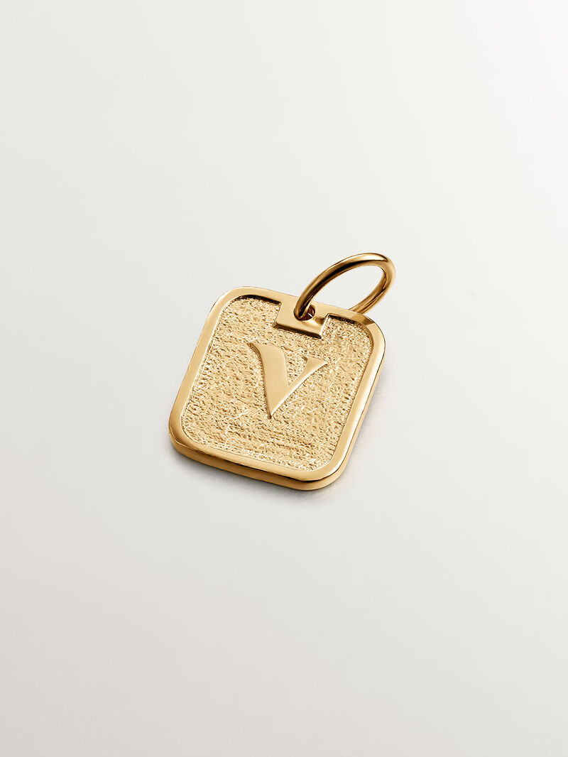 925 silver charm bathed in 18k yellow gold with number 5 image number 0