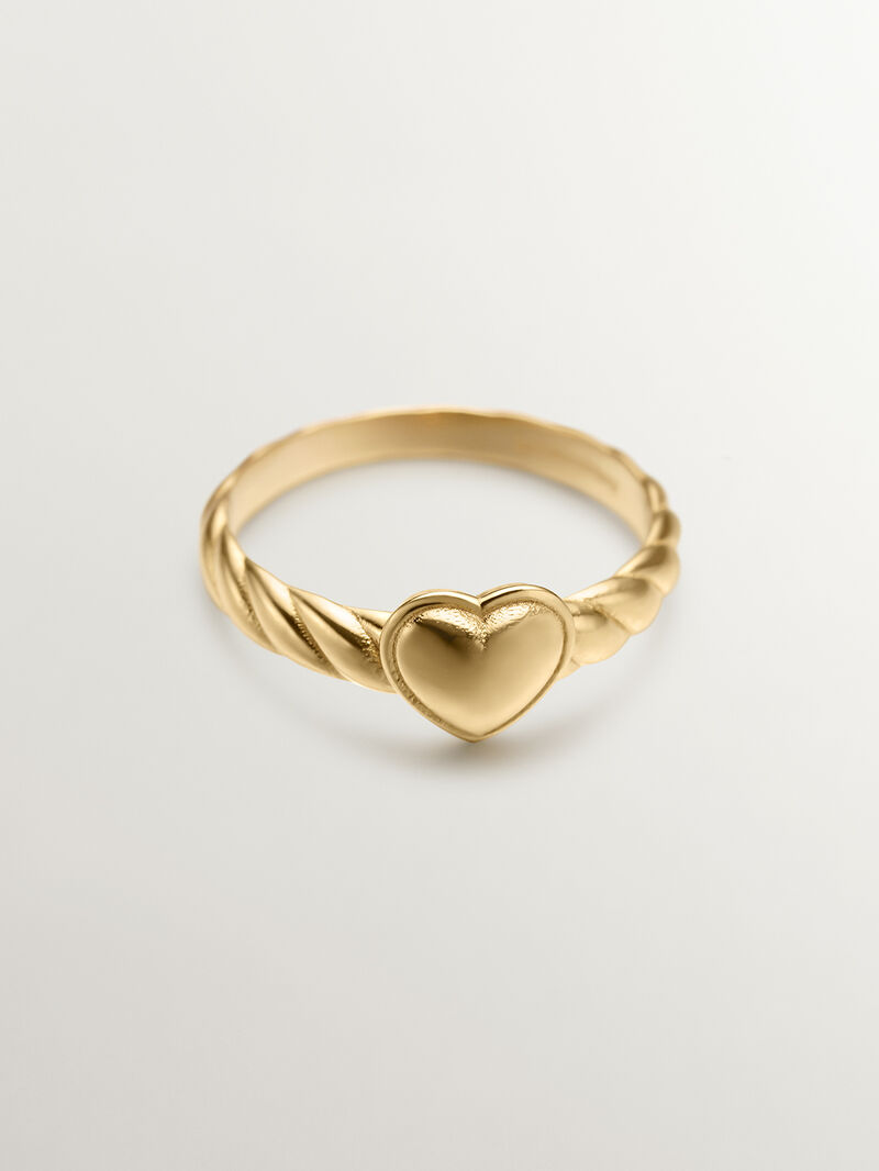 925 silver ring bathed in 18k yellow gold and chicken texture image number 2