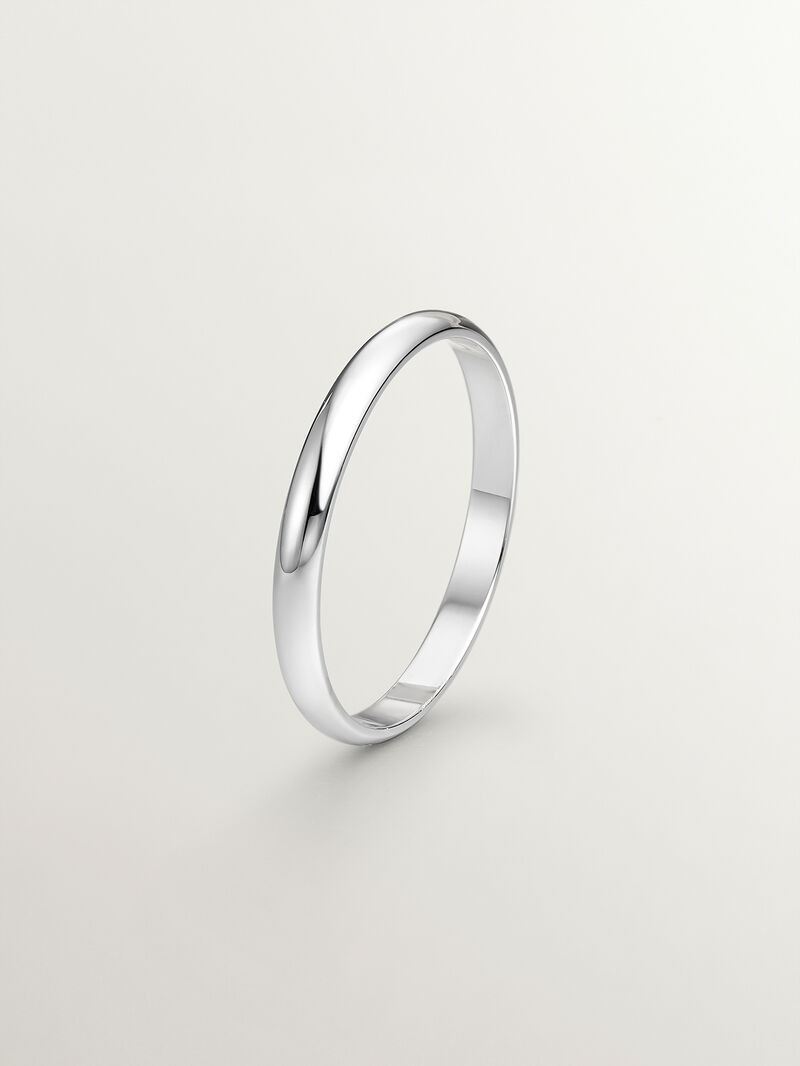 2.50mm half round white gold wedding band image number 0