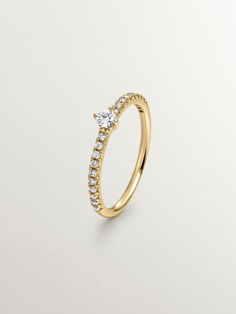 18K Yellow Gold Solitaire Ring with Diamonds image number 0