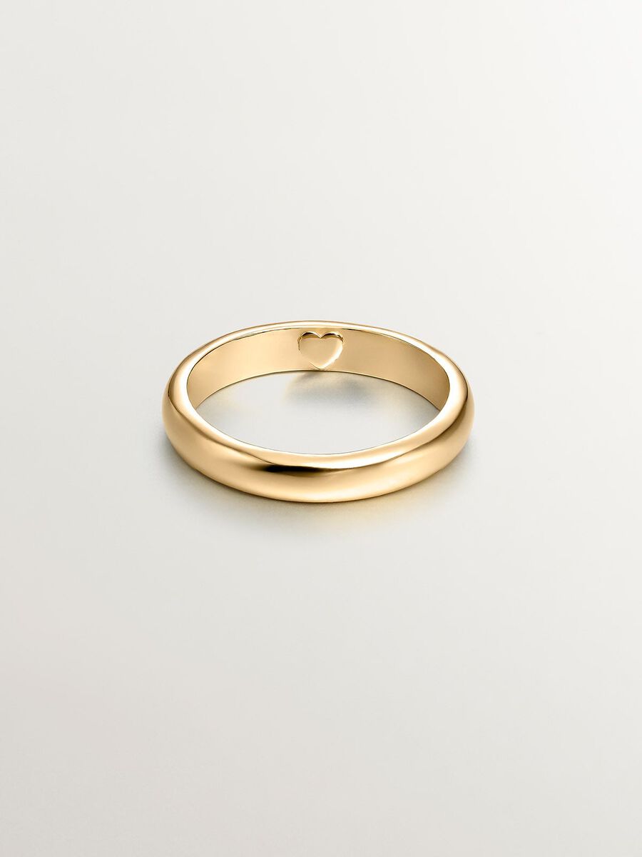 Alianza de plata bañada en oro amarillo de 18kt con corazón interior, J05156-02, hi-res