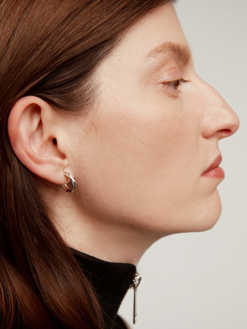 925 silver ring earrings with geometric finish image number 3