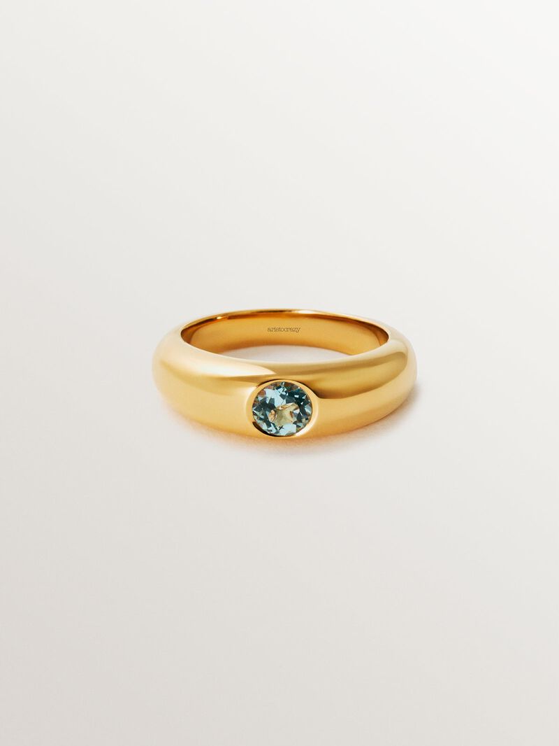 18K yellow gold plated 925 silver ring with sky blue topaz image number 2