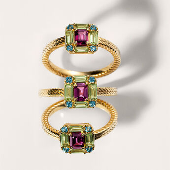 Gold-plated silver ring with gemstone motif, J04920-02-RO-PE-LB, mainproduct
