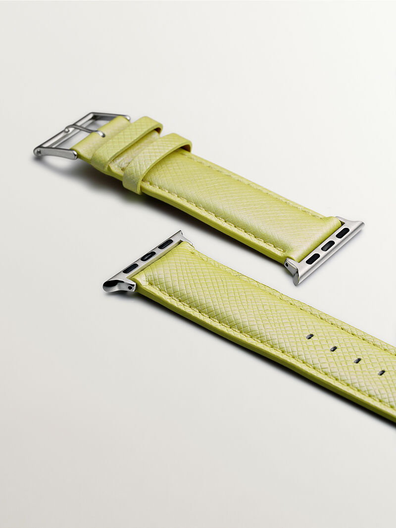 Iridescent Yellow Leather Strap for Apple Watch image number 4