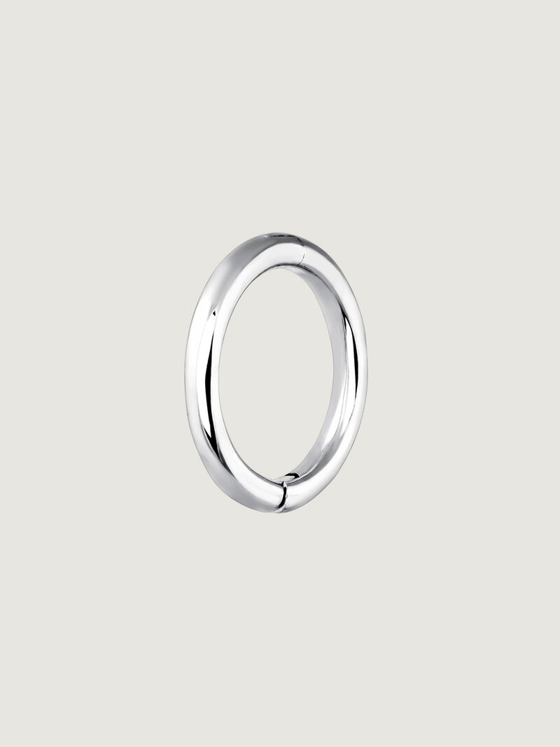 Individual small hoop earring made of 9K white gold. image number 0