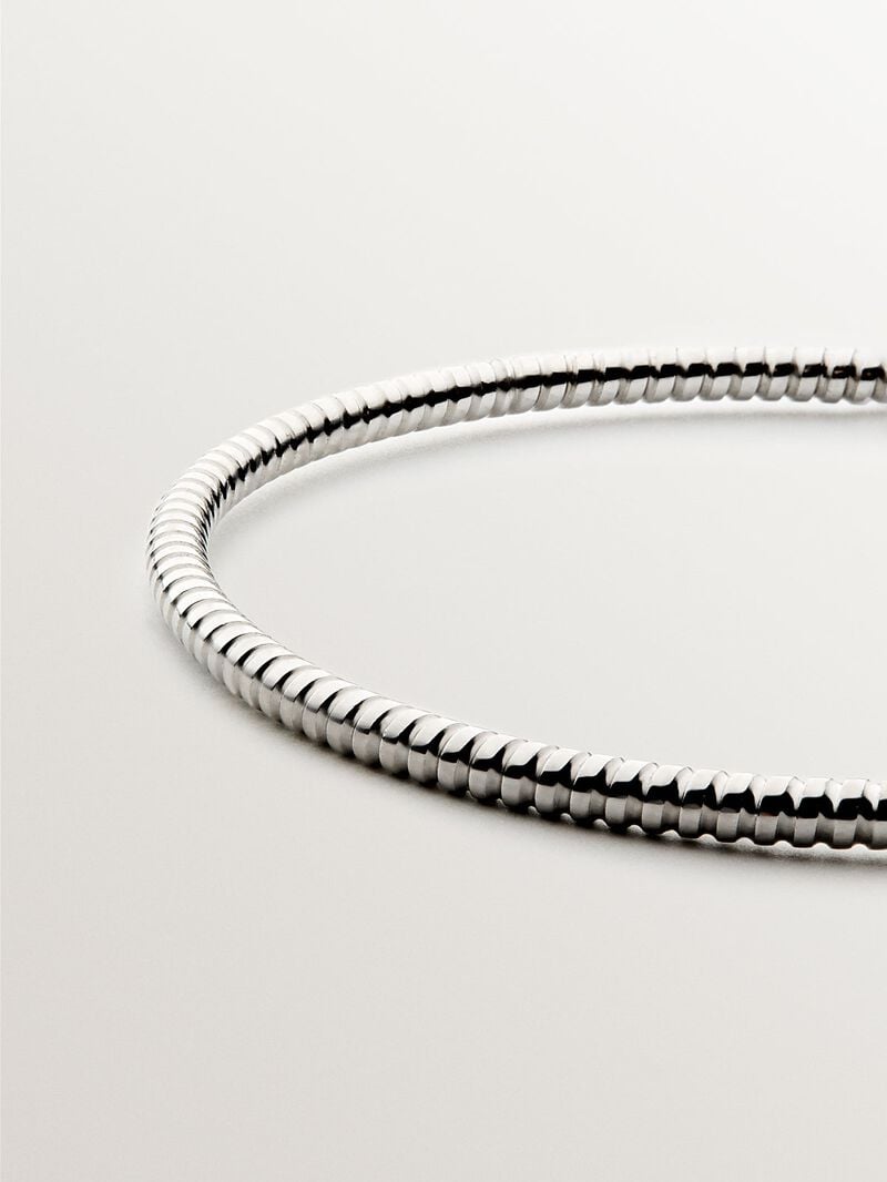 Rigid weekly style bracelet in rhodium-plated 925 silver. image number 4