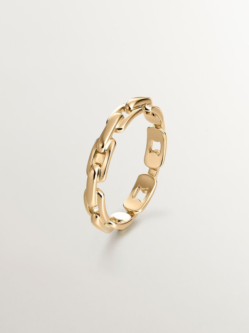 9K White Gold Chain Textured Ring image number 0