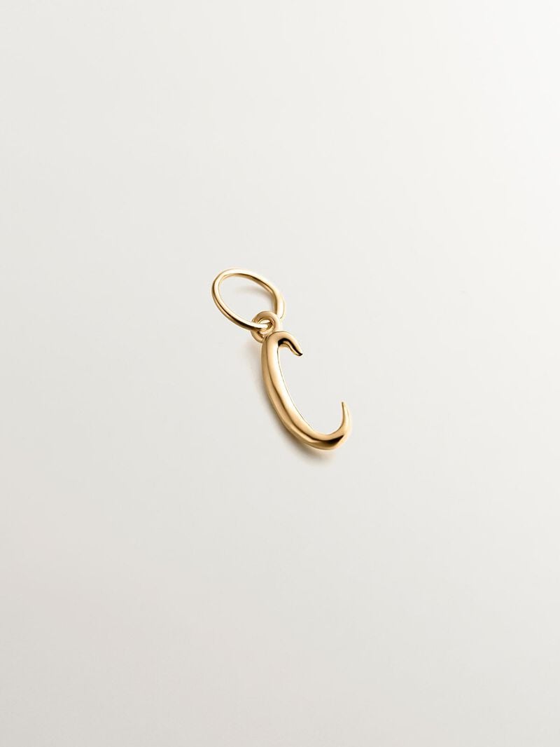 18K Yellow Gold Plated 925 Silver Charm with Initial C image number 0