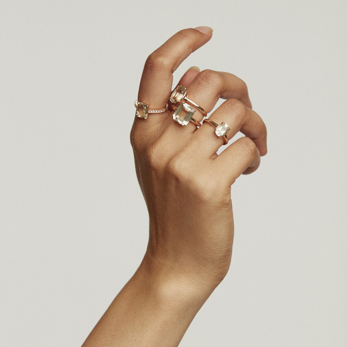 Medium oval rose gold plated quartz Ring , J03817-03-GQ, hi-res