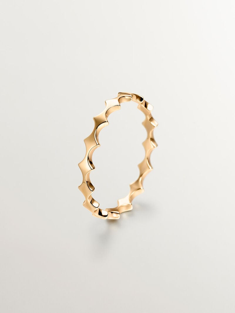 9K yellow gold ring with diamonds image number 0