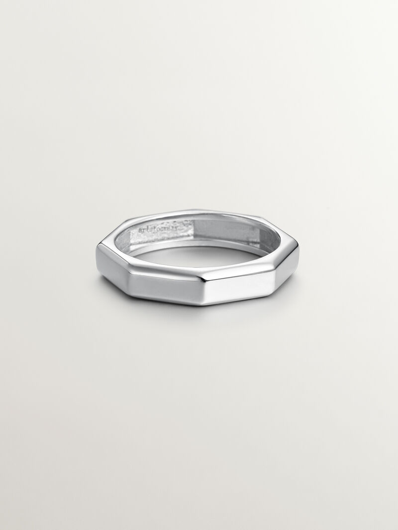 925 silver ring with geometric texture image number 2