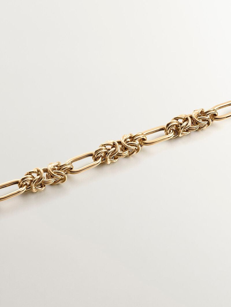 Combination link chain made of 925 silver, bathed in 18K yellow gold image number 2