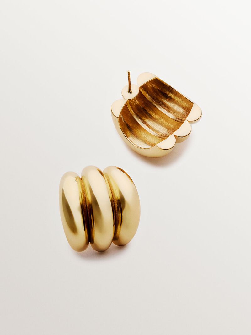 18K yellow gold plated 925 silver triple hoop earrings image number 4