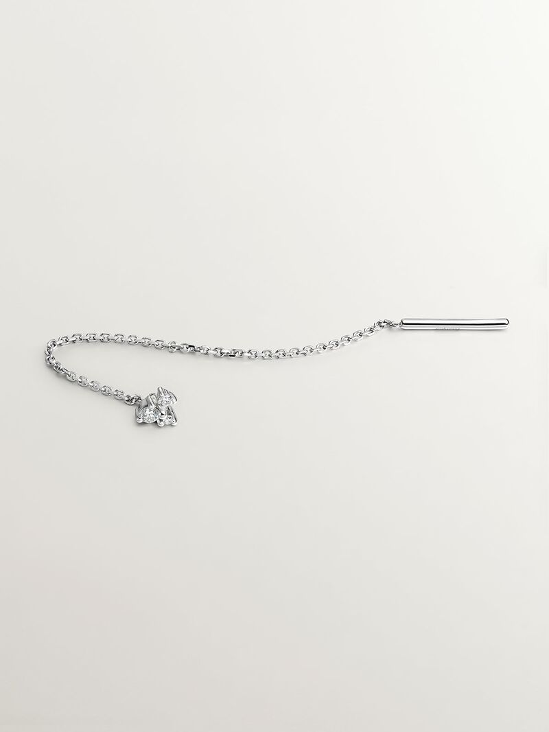 18K white gold single earring with chain and diamonds image number 4