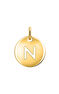 Gold-plated silver N initial medallion charm  , J03455-02-N