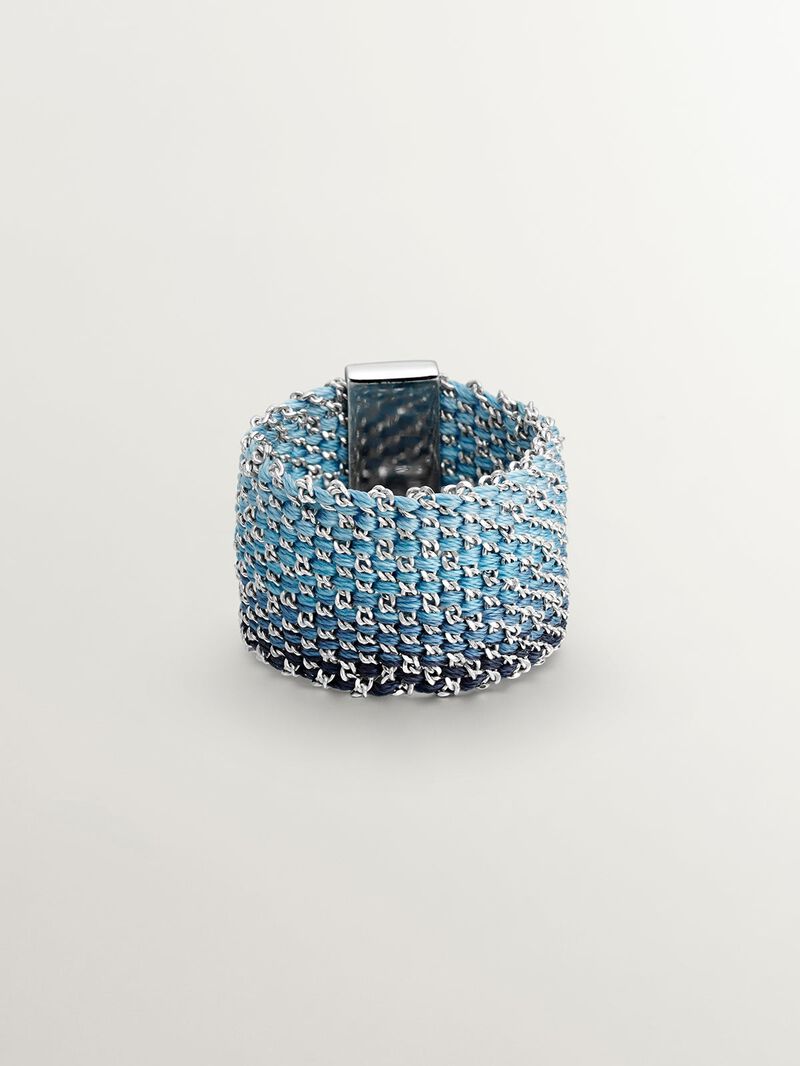 925 silver and silk mesh ring image number 0
