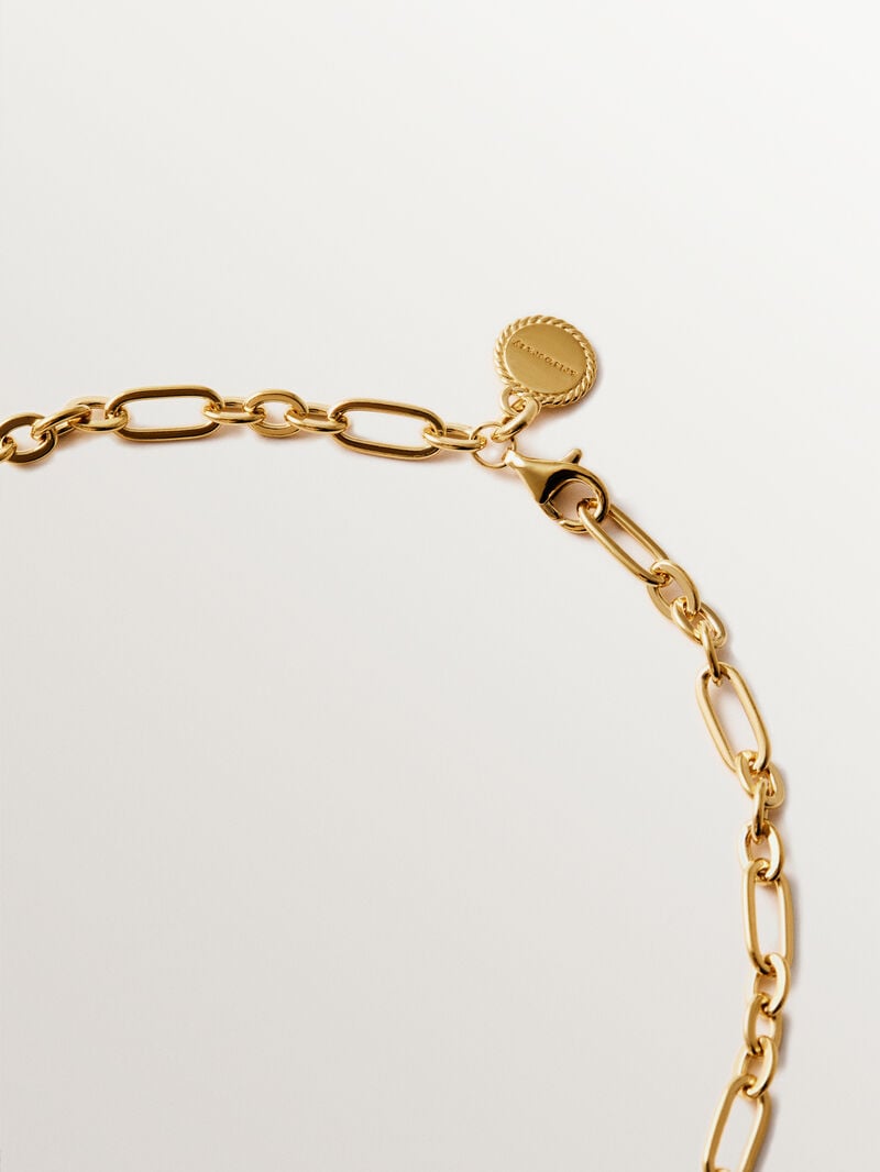 18K yellow gold plated 925 silver necklace with white topazes image number 2