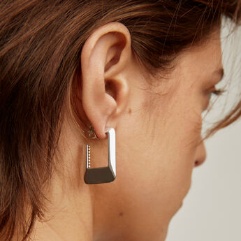 Square hoop earrings in silver, J05142-01,hi-res